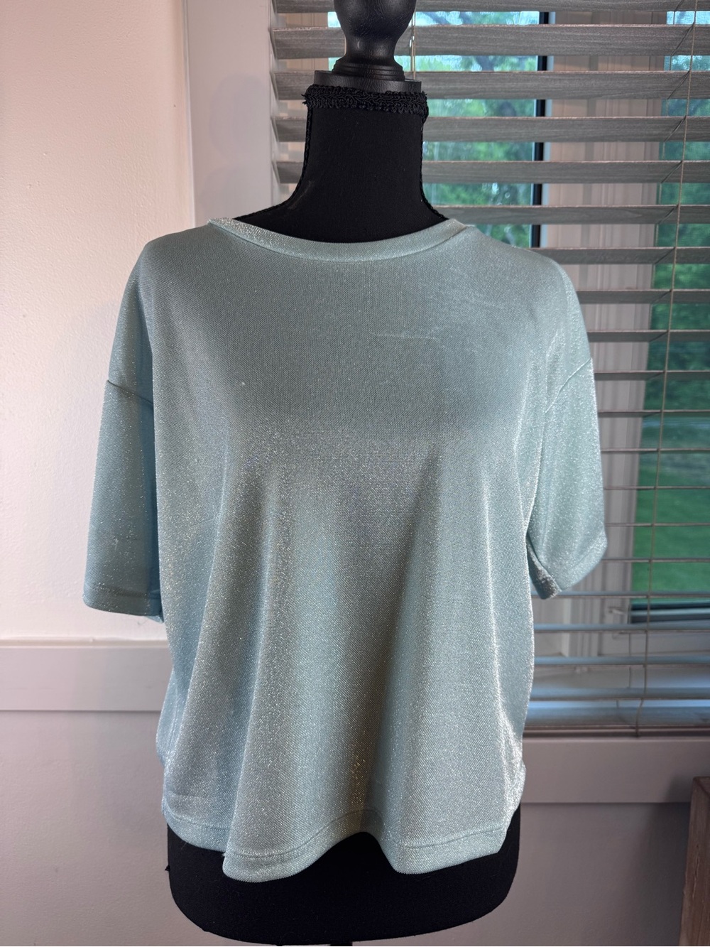 Anthropologie Mint Shimmer Short-Sleeve Tee